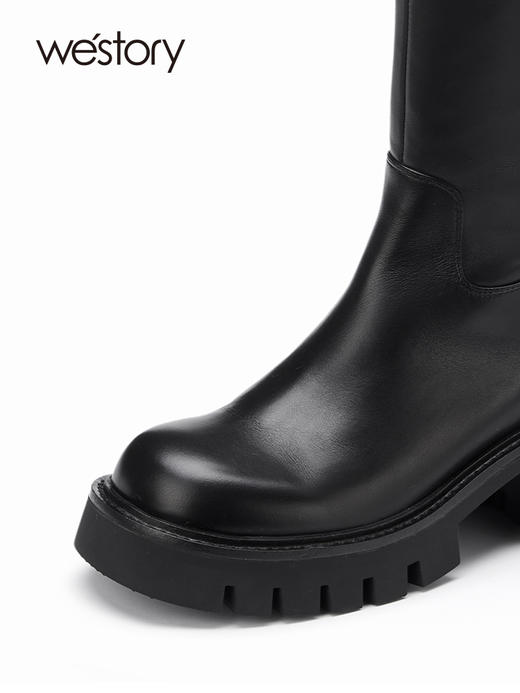 westory2022秋冬新款粗腿高跟骑士靴小个子长筒靴女设计感82381 商品图1