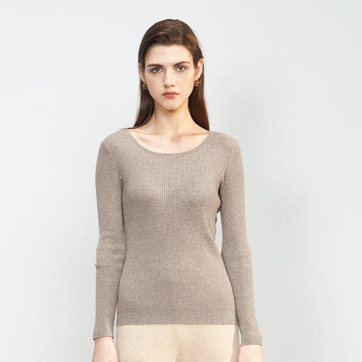 【小山羊绒内衣抽条B版加大】METTE羊绒世家秋冬女士小山羊绒内衣修身内搭保暖薄毛衣 商品图5