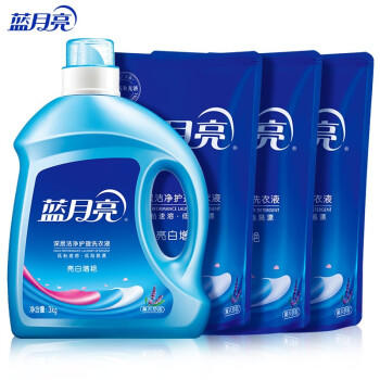 蓝月亮洗衣液12斤套装：亮白增艳薰衣草3kg瓶+1kg袋*3（新老包装随机发货） 商品图0