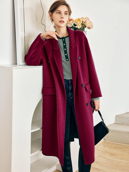 OLrain欧芮儿法式绿色毛呢外套女秋冬2022年新款宽松西装领大衣 商品图3