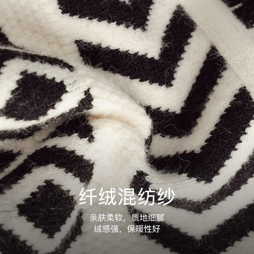OLrain欧芮儿法式黑白色毛衣女秋冬2022新款宽松慵懒复古针织上衣 商品图2