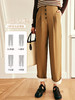 OLrain欧芮儿法式卡其色休闲裤女秋冬2022新款高腰阔腿卷边西装裤 商品缩略图1