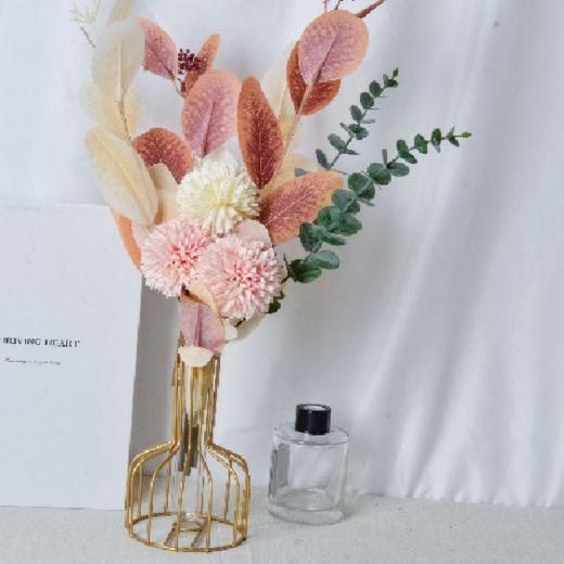 咋咔仿真花TMZ96143把束带果美洲桉树叶桔色拼单枝小球粉白（不带花瓶） 商品图0