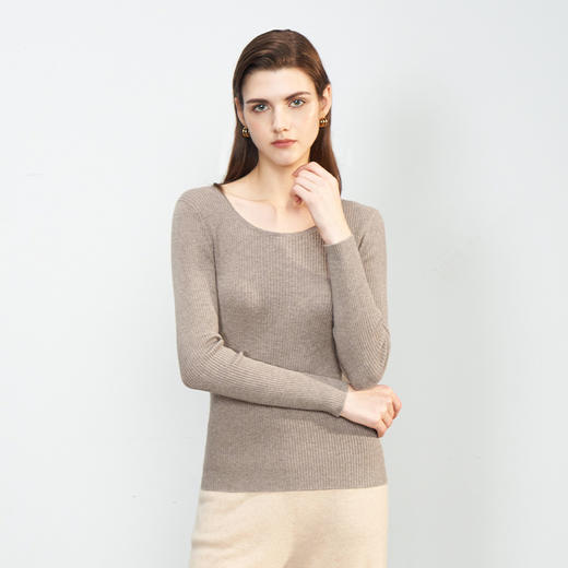 【小山羊绒内衣抽条B版加大】METTE羊绒世家秋冬女士小山羊绒内衣修身内搭保暖薄毛衣 商品图1