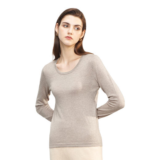 【小山羊绒内衣女士平面B版加大版】METTE羊绒世家秋冬女士羊绒内衣圆领纯色内搭保暖薄毛衣 商品图5