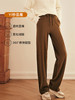OLrain欧芮儿法式咖色休闲裤女秋冬2022新款高腰阔腿垂感羊毛卫裤 商品缩略图0