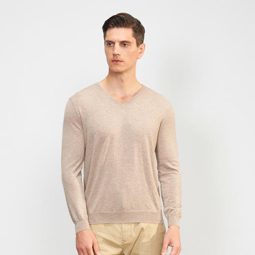 【小山羊绒内衣男士V领B版】METTE羊绒世家秋冬男小山羊绒内衣V领纯色内搭保暖薄毛衣 商品图2