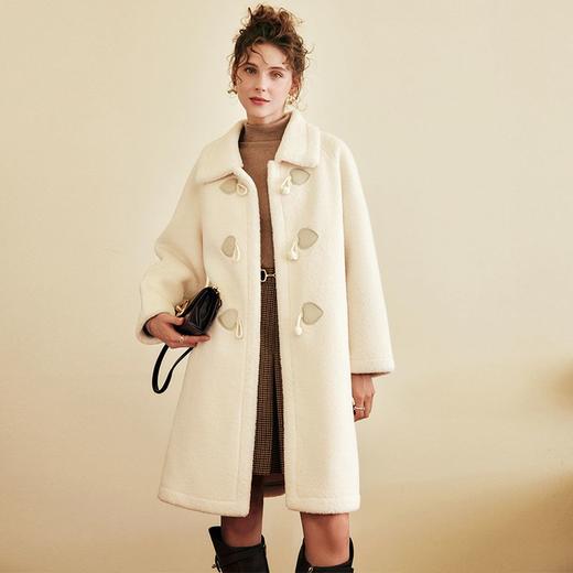 OLrain欧芮儿法式中长款皮草外套女秋冬2023年新款牛角扣加厚大衣 商品图3