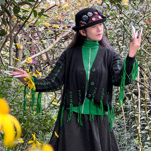 【升级版】杨老师同款 | 笑江南撞色流苏毛织外套 | 现货加急发 商品图0