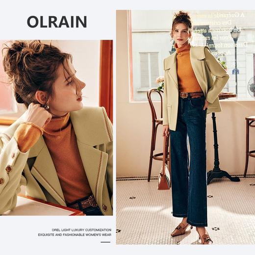 OLrain欧芮儿法式海军领毛呢外套女春2025新款复古撞色短款大衣 商品图3