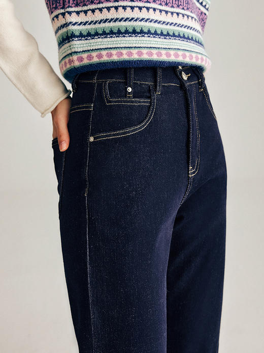 OLrain欧芮儿法式深色牛仔裤女春季2025年新款高腰直筒小脚锥形裤 商品图1