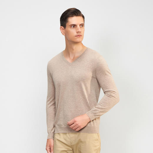 【小山羊绒内衣男士V领腋下双层C版】METTE羊绒世家秋冬男小山羊绒内衣V领纯色内搭保暖薄毛衣 商品图1