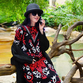 雅致旖旎长款针织花裙 |  杨老师同款 |  袖型可选：长袖短袖 | 现货加急发