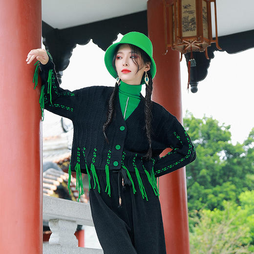 【升级版】杨老师同款 | 笑江南撞色流苏毛织外套 | 现货加急发 商品图4