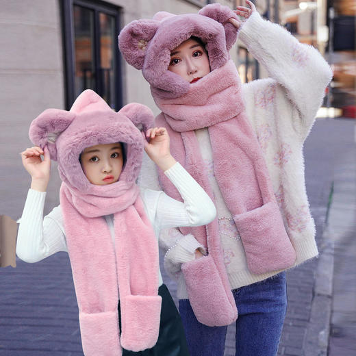 SY-MXMQZ0008 亲子帽子围巾手套一体加厚保暖围巾 商品图1