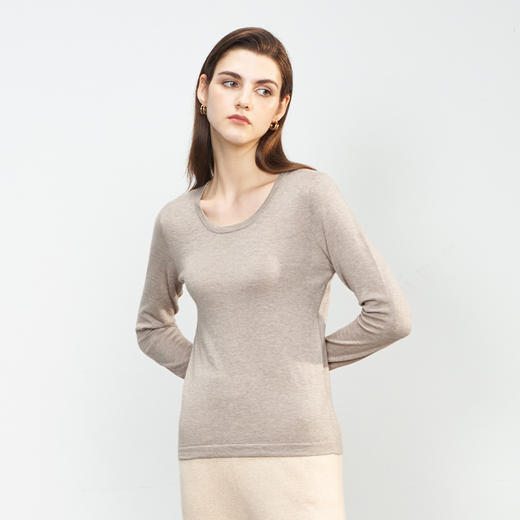 【小山羊绒内衣女士平面B版加大版】METTE羊绒世家秋冬女士羊绒内衣圆领纯色内搭保暖薄毛衣 商品图1