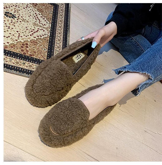 【限时折扣】新款平底休闲豆豆鞋加绒保暖单鞋 商品图6