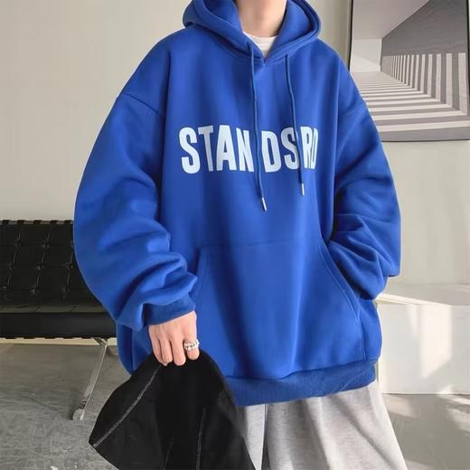 【潮流新款 时尚百搭男卫衣】美式复古加绒卫衣男学生秋冬季高街潮牌连帽外套宽松潮慵懒风衣服 商品图3