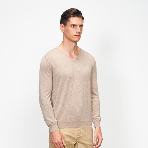 【小山羊绒内衣男士V领B版】METTE羊绒世家秋冬男小山羊绒内衣V领纯色内搭保暖薄毛衣 商品图1