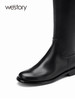 westory2022秋冬新款圆头平跟时装靴拉链粗腿长筒靴女82431 商品缩略图1