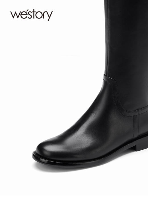 westory2022秋冬新款圆头平跟时装靴拉链粗腿长筒靴女82431 商品图1