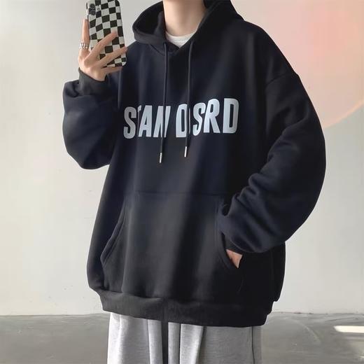 【潮流新款 时尚百搭男卫衣】美式复古加绒卫衣男学生秋冬季高街潮牌连帽外套宽松潮慵懒风衣服 商品图2