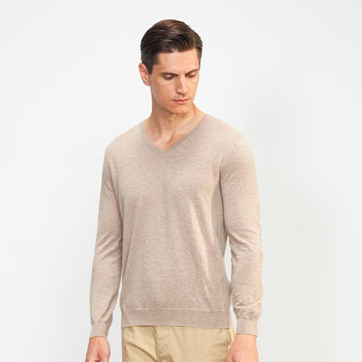 【小山羊绒内衣男士V领B版】METTE羊绒世家秋冬男小山羊绒内衣V领纯色内搭保暖薄毛衣 商品图3