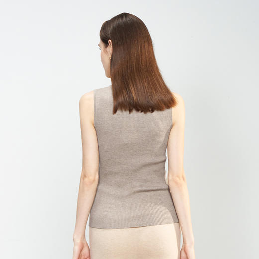 【小山羊绒内衣抽条背心】METTE羊绒世家秋冬女小山羊绒背心修身弹力内搭薄毛衣 商品图4