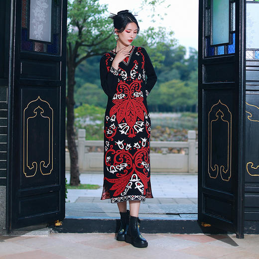 雅致旖旎长款针织花裙 |  杨老师同款 |  袖型可选：长袖短袖 | 现货加急发 商品图11