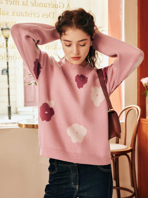 OLrain欧芮儿法式粉色套头毛衣女春2025年新款保暖甜美针织上衣 商品图3