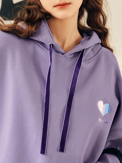 OLrain欧芮儿法式紫色加绒连帽卫衣女春季2025新款宽松慵懒风上衣 商品图2