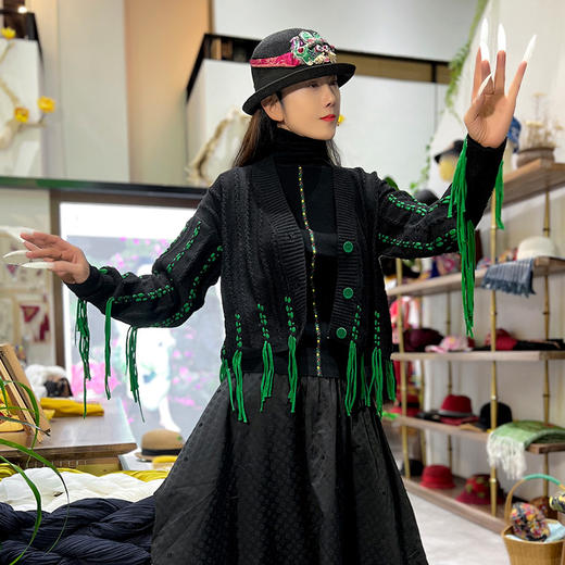 【升级版】杨老师同款 | 笑江南撞色流苏毛织外套 | 现货加急发 商品图2