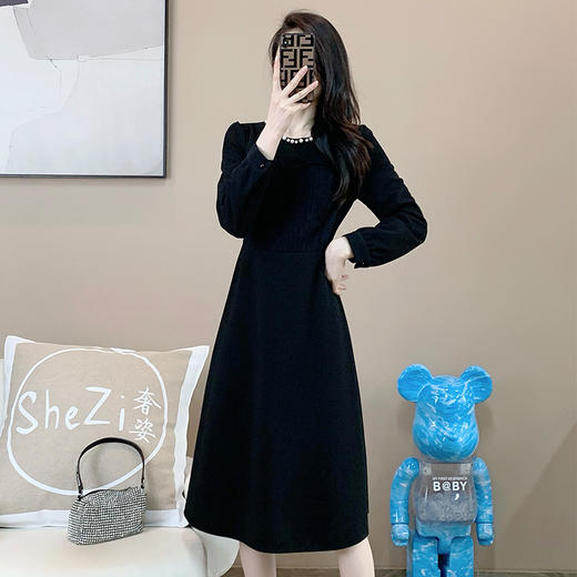 奢姿2024年冬装新款大码女装减龄钉珠拼接连衣裙胖妹妹时尚裙子9924852445 商品图1
