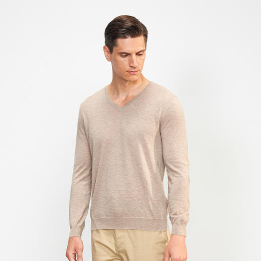 【小山羊绒内衣男士V领腋下双层C版】METTE羊绒世家秋冬男小山羊绒内衣V领纯色内搭保暖薄毛衣 商品图3