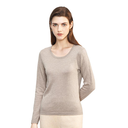 【小山羊绒内衣平板C版腋下双层】METTE羊绒世家秋冬女士小山羊绒内衣修身内搭保暖薄毛衣 商品图5