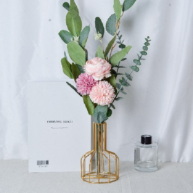 咋咔仿真花TMZ96140把束带果美洲桉树叶绿色拼单枝小球粉浅紫卷牡丹粉（不带花瓶）