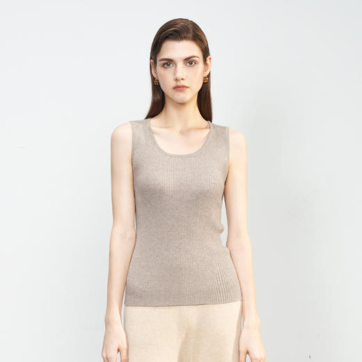 【小山羊绒内衣抽条背心】METTE羊绒世家秋冬女小山羊绒背心修身弹力内搭薄毛衣 商品图2