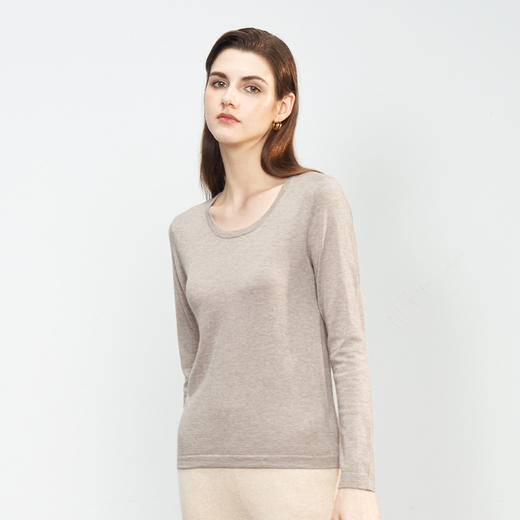 【小山羊绒内衣女士平面B版加大版】METTE羊绒世家秋冬女士羊绒内衣圆领纯色内搭保暖薄毛衣 商品图3