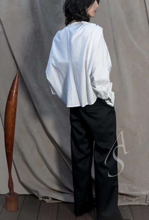 Oude Waag  黑色羊毛直筒阔腿裤 商品图2