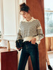 OLrain欧芮儿法式条纹翻领毛衣女秋冬2022年新款撞色加厚针织上衣 商品缩略图3