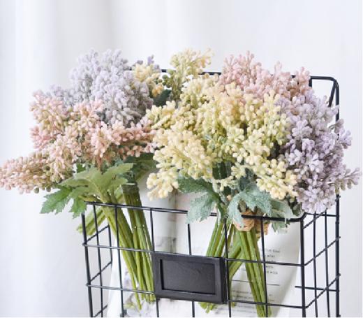 咋咔仿真花TMZ948799头英雄果 浅紫色 捆拉菲草 商品图0