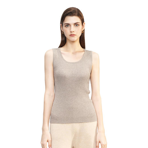 【小山羊绒内衣抽条背心】METTE羊绒世家秋冬女小山羊绒背心修身弹力内搭薄毛衣 商品图5