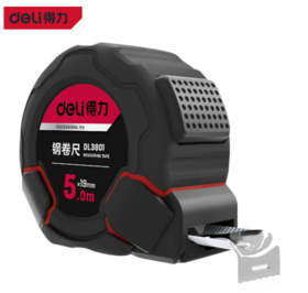 得力钢卷尺自锁尼龙覆膜Ⅰ级精度(红)