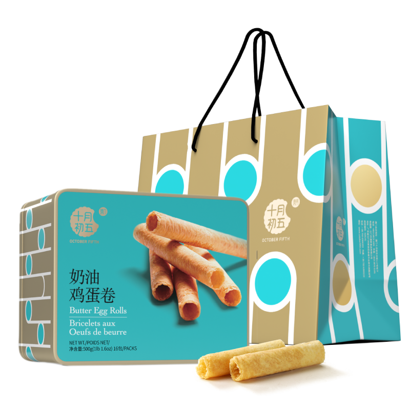 十月初五500g奶油鸡蛋卷（黄铁罐）【基地直邮到家】