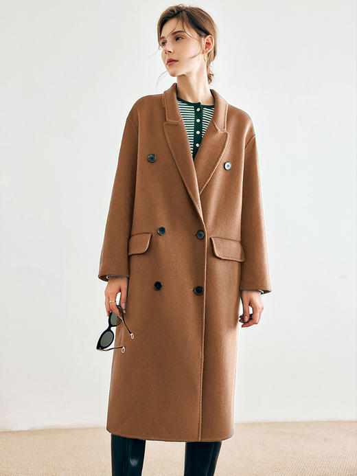 OLrain欧芮儿法式绿色毛呢外套女秋冬2022年新款宽松西装领大衣 商品图1