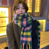 【新品欧美时尚百搭围巾】欧美英伦风彩色格子围巾女日系马海毛粗辫子流苏加长保暖围脖披肩 商品缩略图0