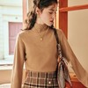 OLrain欧芮儿法式咖色高领毛衣女秋冬2022新款修身内搭打底针织衫 商品缩略图2