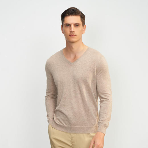 【小山羊绒内衣男士V领腋下双层C版】METTE羊绒世家秋冬男小山羊绒内衣V领纯色内搭保暖薄毛衣 商品图2