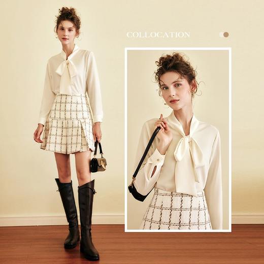 OLrain欧芮儿法式奶fufu雪纺衬衫女秋季2022新款高级感蝴蝶结衬衣 商品图0