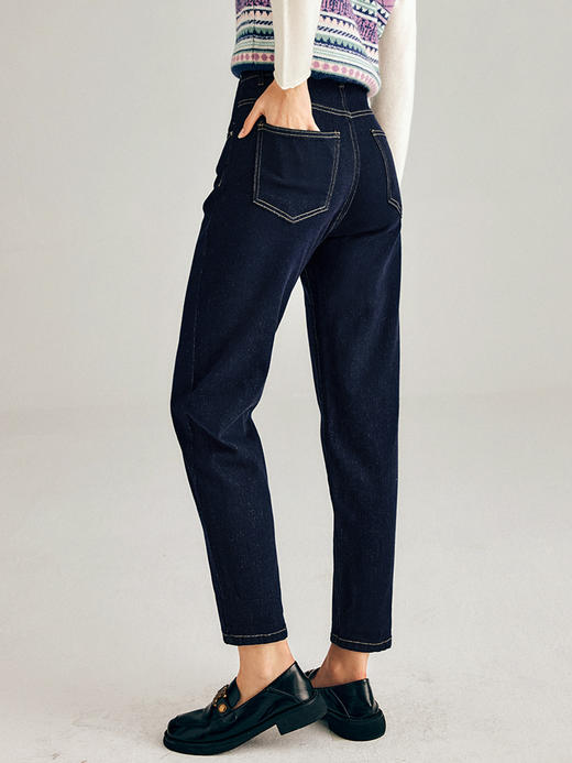 OLrain欧芮儿法式深色牛仔裤女春季2025年新款高腰直筒小脚锥形裤 商品图3